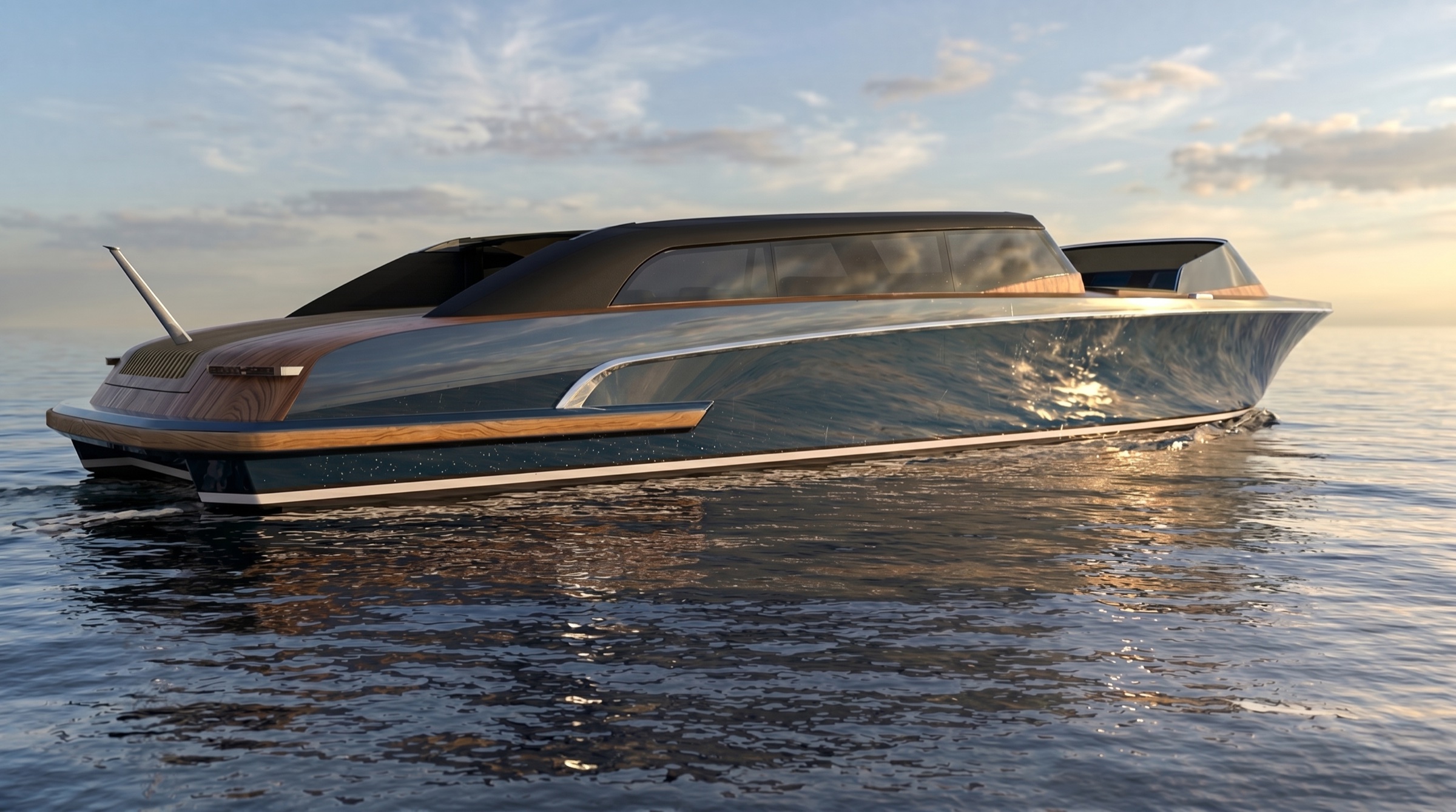 Vizianello Thunder water limousine at sunset